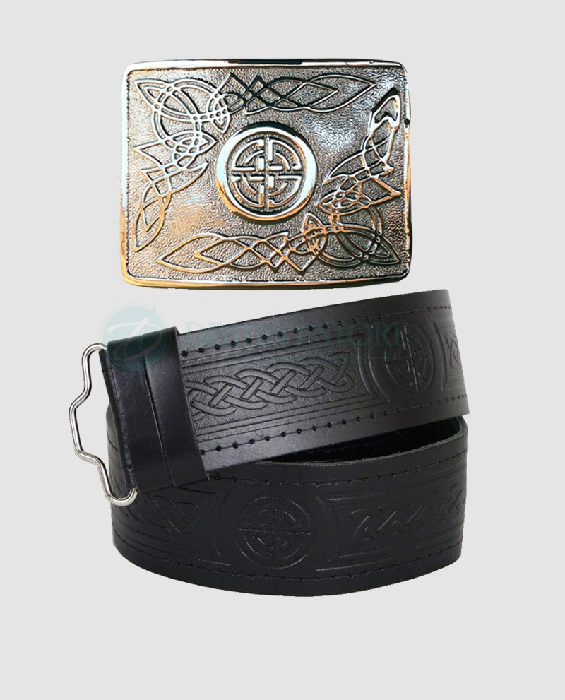 Velcro Adjustable Celtic Design Kilt Waist Belt With Buckle main image 0