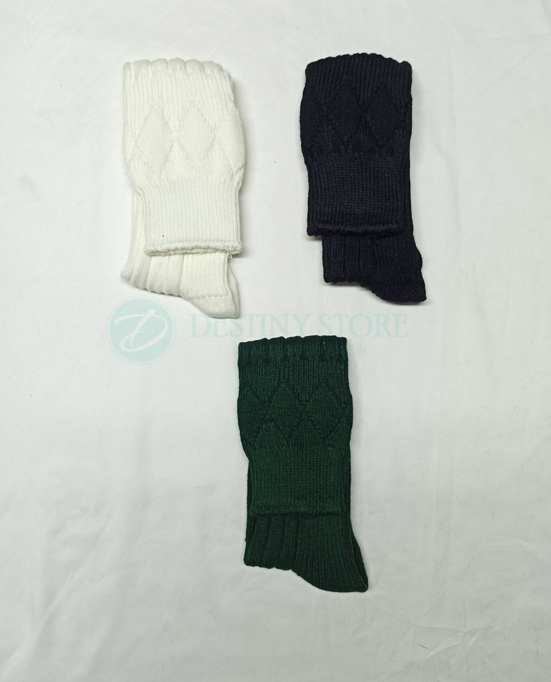 Green/Red/White Scottish/Highland Wool Kilt Hose/Sock